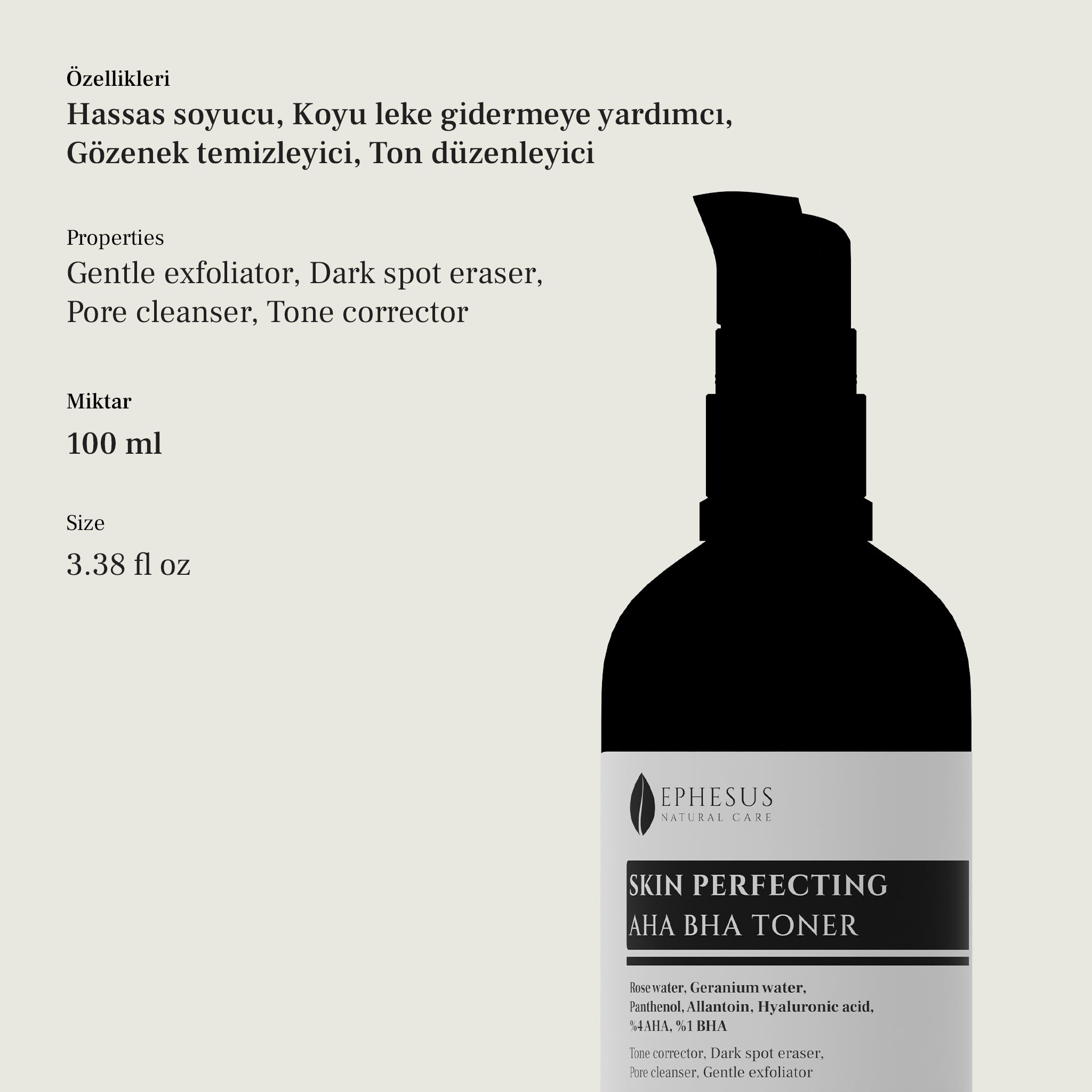Skin Perfecting AHA BHA Toner - Hassas hariç Tüm Cilt Tiplerine Uygun Ton Eşitleyici ve Hassas Soyucu AHA BHA Tonik