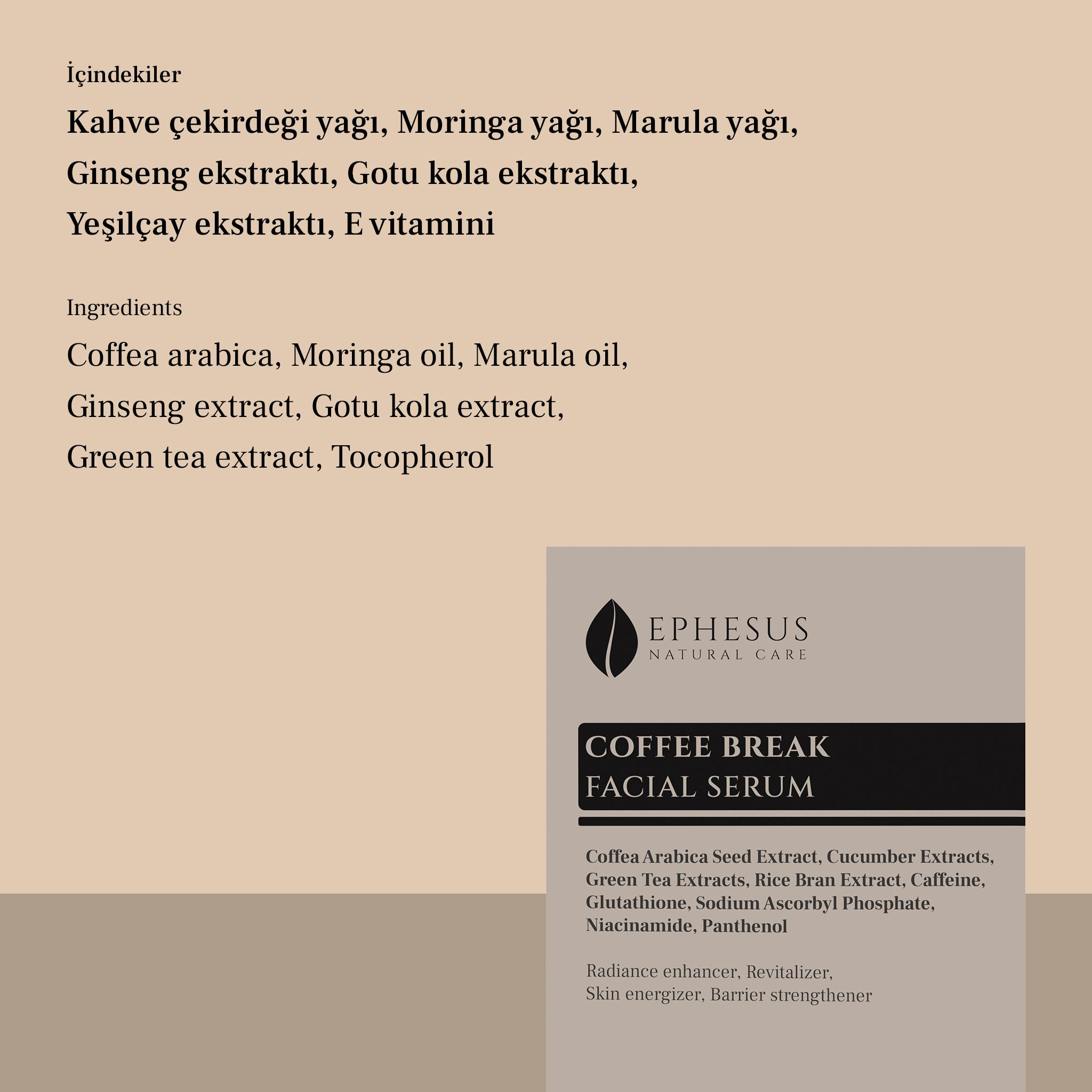 Coffee Break Facial Serum - Kafeinli Doğal Aydınlatıcı ve Canlandırıcı Yüz Serumu