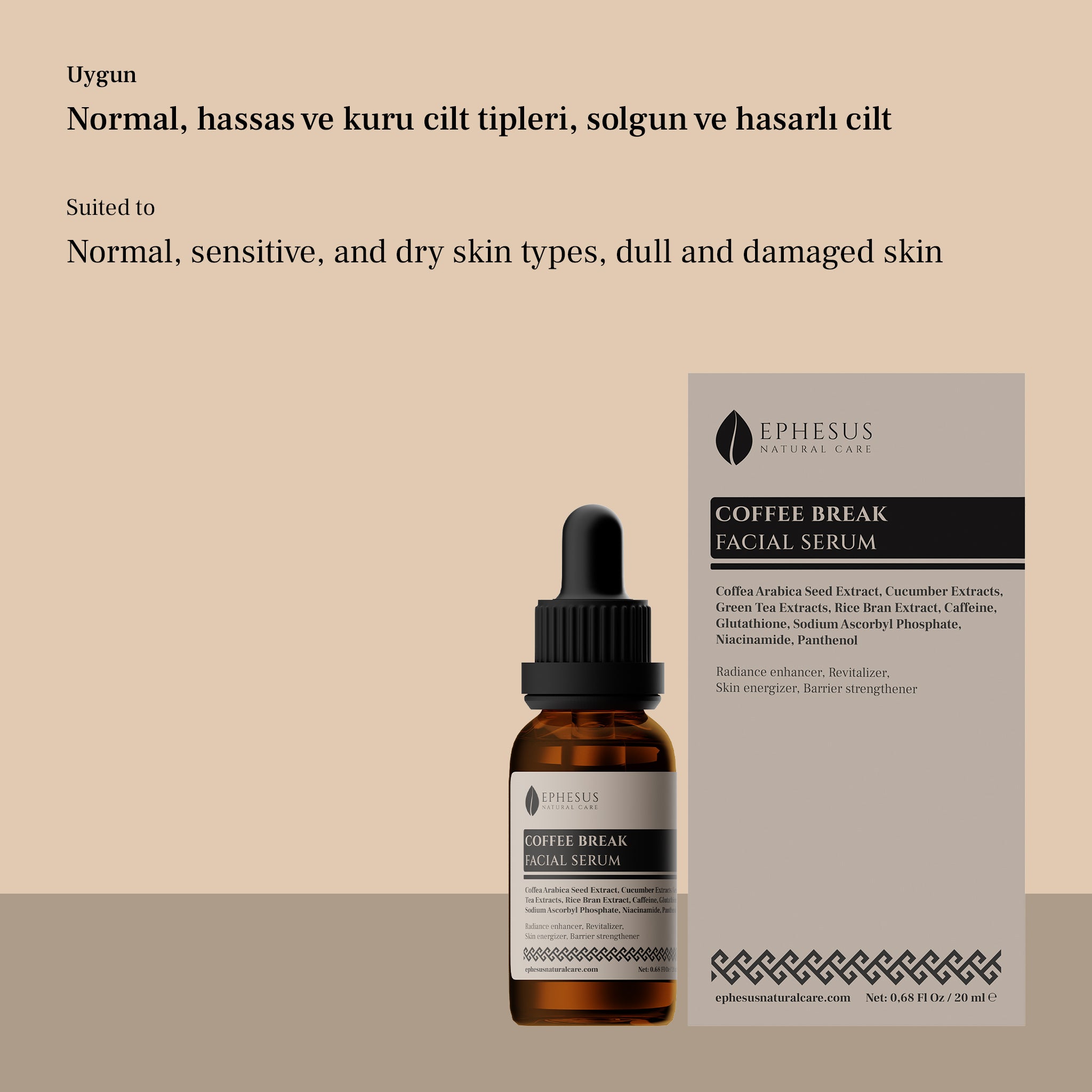 Coffee Break Facial Serum - Kafeinli Doğal Aydınlatıcı ve Canlandırıcı Yüz Serumu