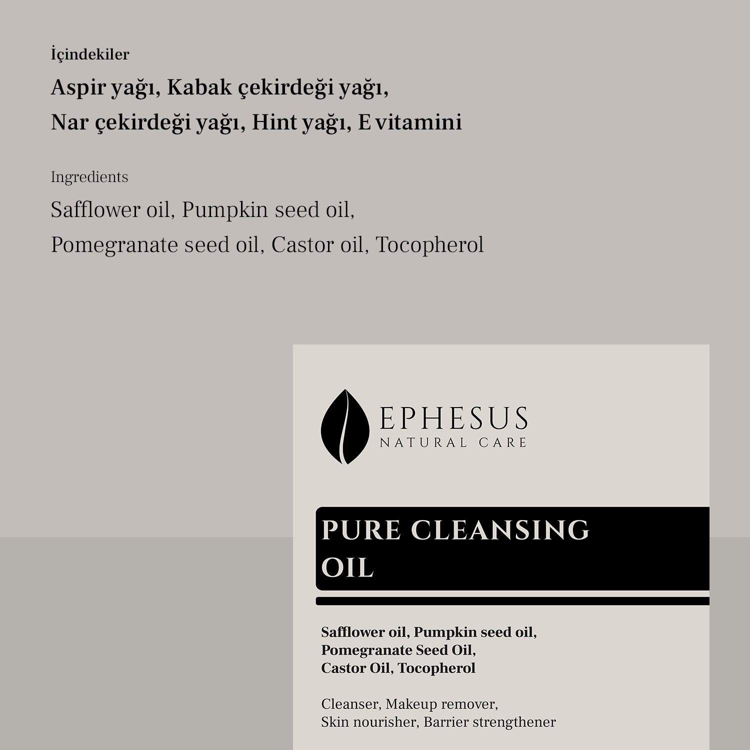 Makyaj Temizleme Yağı İçindekiler, Ephesus Natural Care