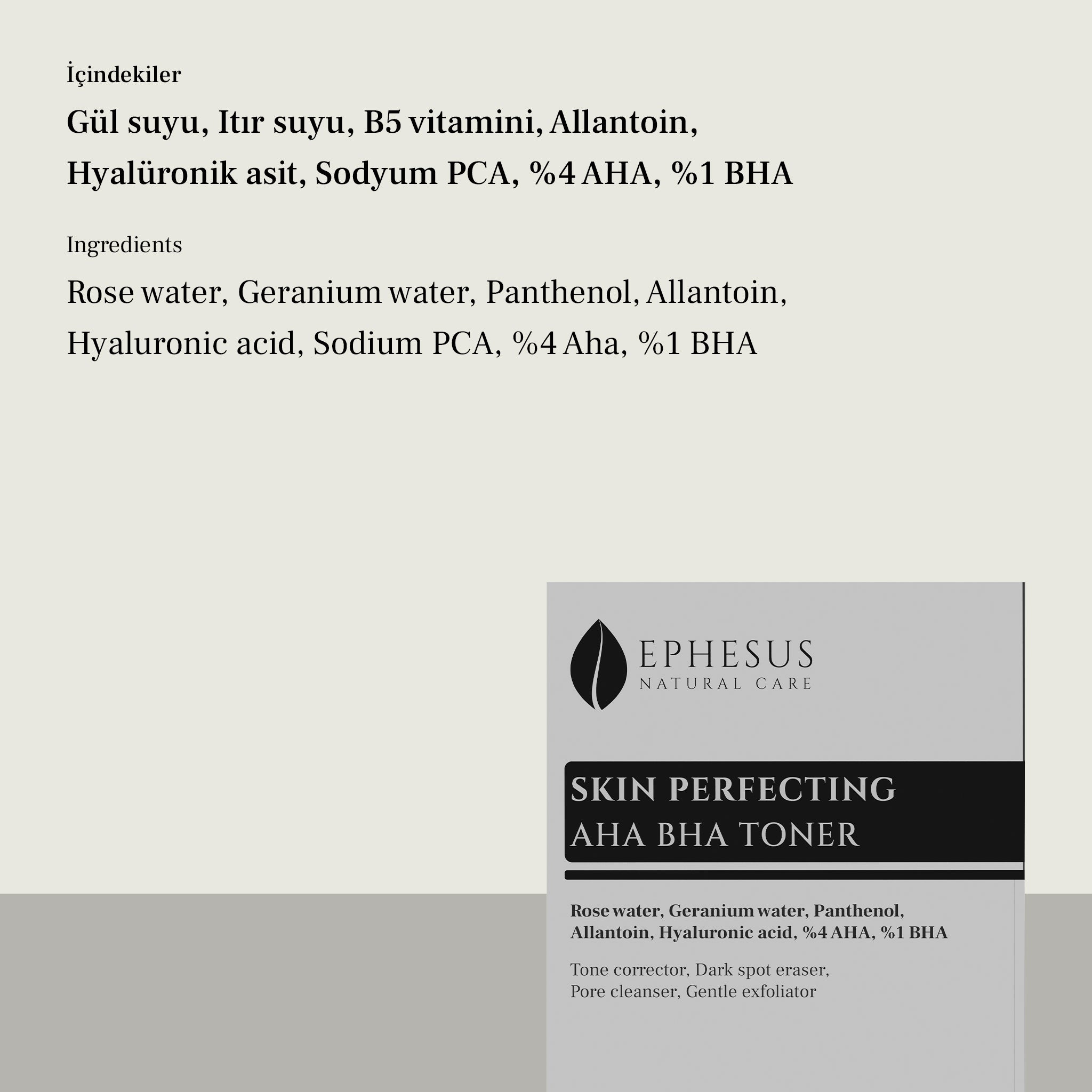 Skin Perfecting AHA BHA Toner - Hassas hariç Tüm Cilt Tiplerine Uygun Ton Eşitleyici ve Hassas Soyucu AHA BHA Tonik