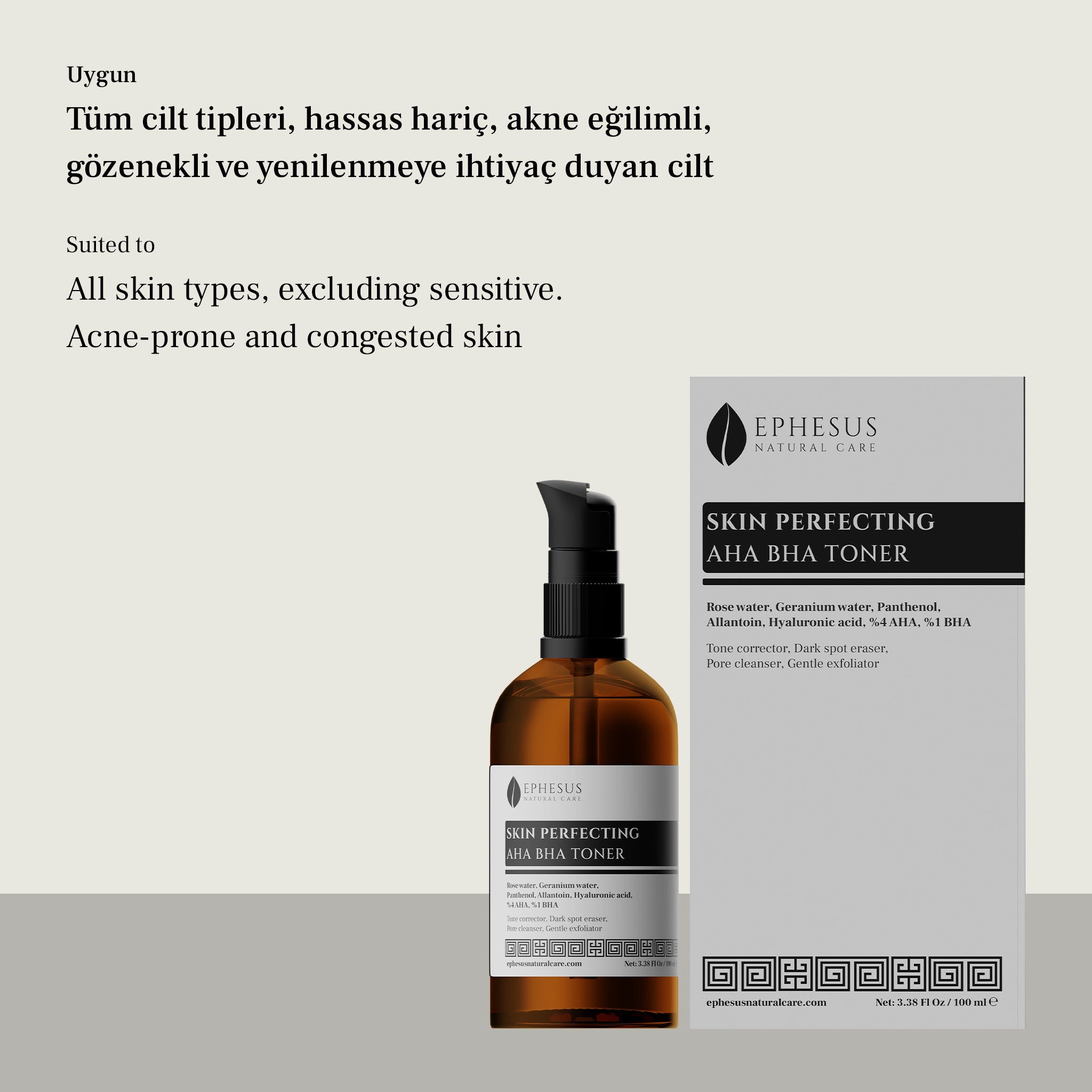 Skin Perfecting AHA BHA Toner - Hassas hariç Tüm Cilt Tiplerine Uygun Ton Eşitleyici ve Hassas Soyucu AHA BHA Tonik