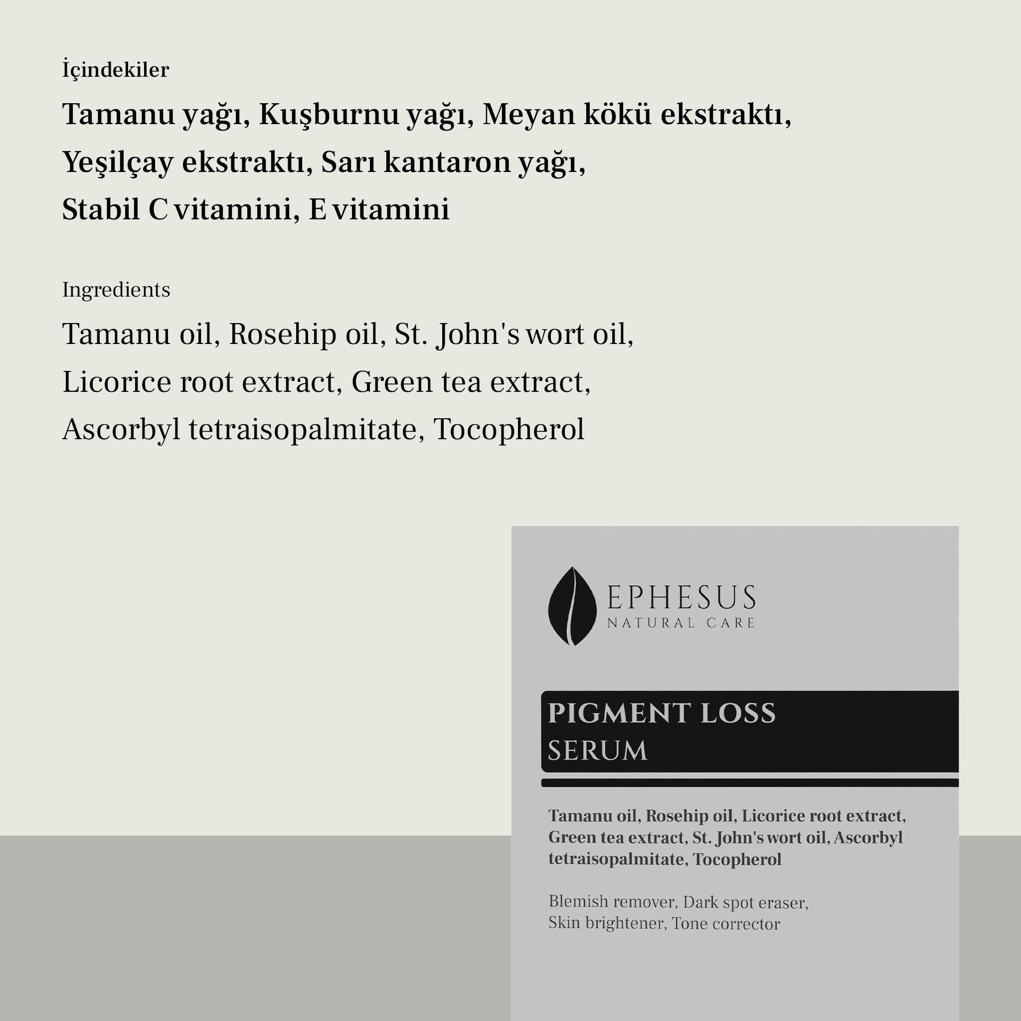 Pigment Loss Serum - Tüm Cilt Tiplerine Uygun Leke Karşıtı ve Ton Düzenleyici Serum