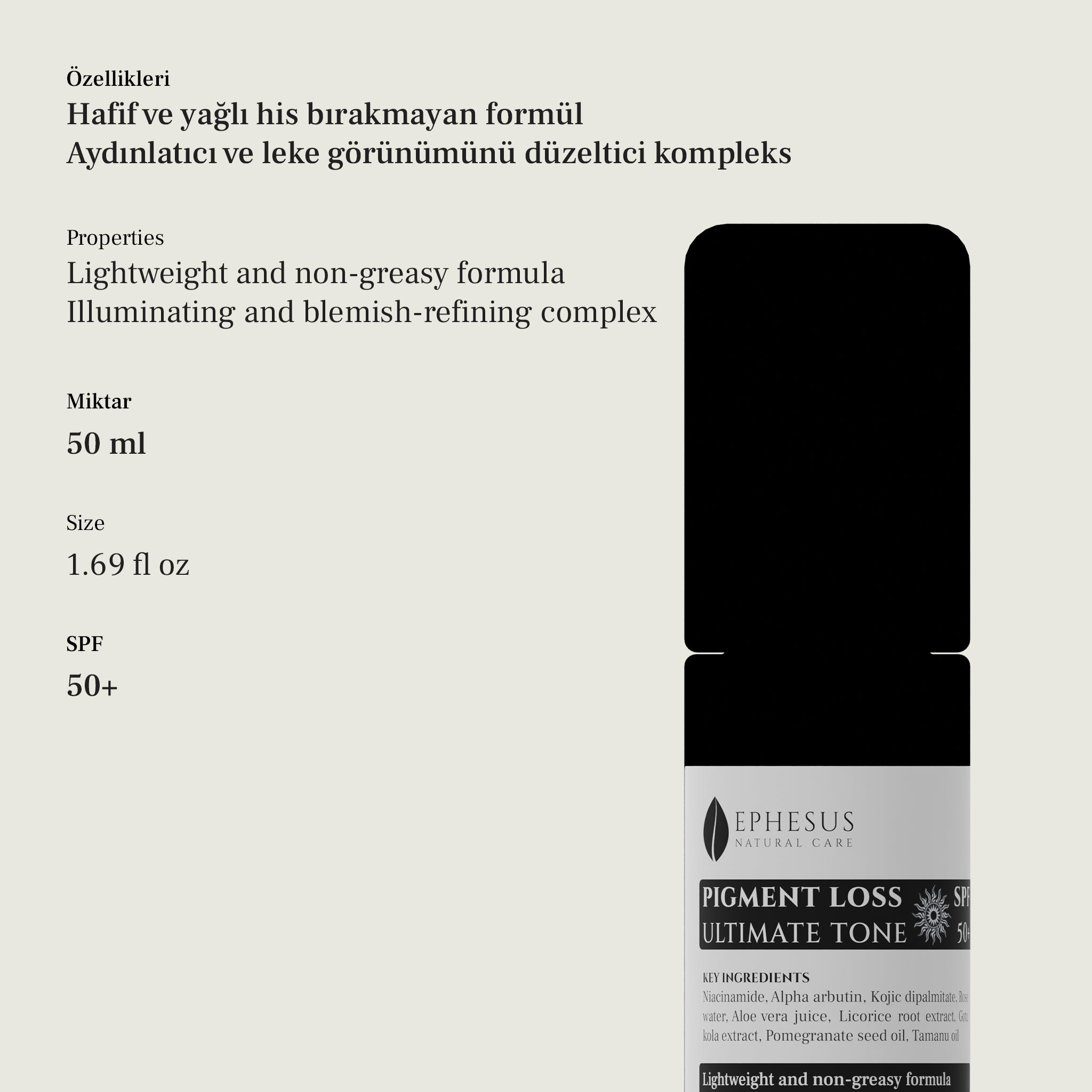 Leke Karşıtı Güneş Kremi | Pigment Loss Ultimate Tone SPF 50+