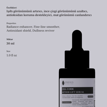 Cell Code Aether Lift Serum - Bitkisel Kök Hücre Ekstreli Yaşlanma Karşıtı Yüz Serumu