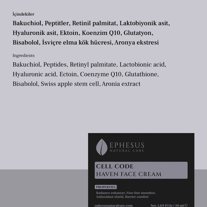 Cell Code Haven Face Cream - Bitkisel Kök Hücre Ekstreli Yaşlanma Karşıtı Yüz Kremi