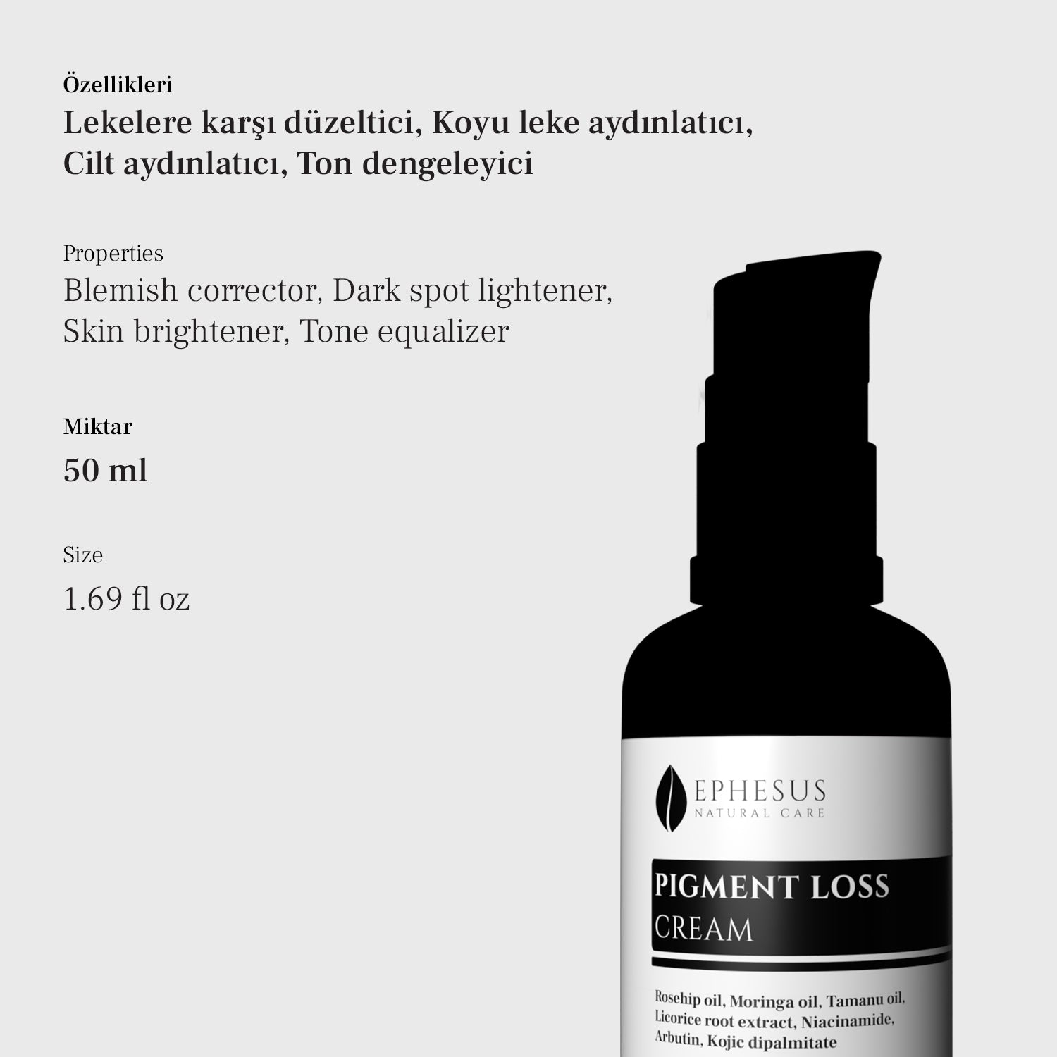 Leke Giderici , İz giderici ve Cilt Tonu Eşitleyici Krem, Ephesus Natural Care