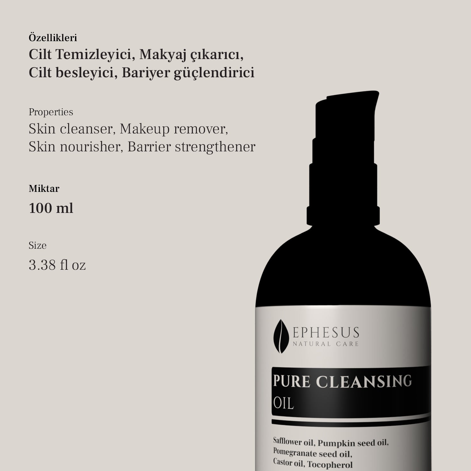 Makyaj Temizleme Yağı, cilt besleyici, makyaj çıkarıcı, Ephesus Natural Care
