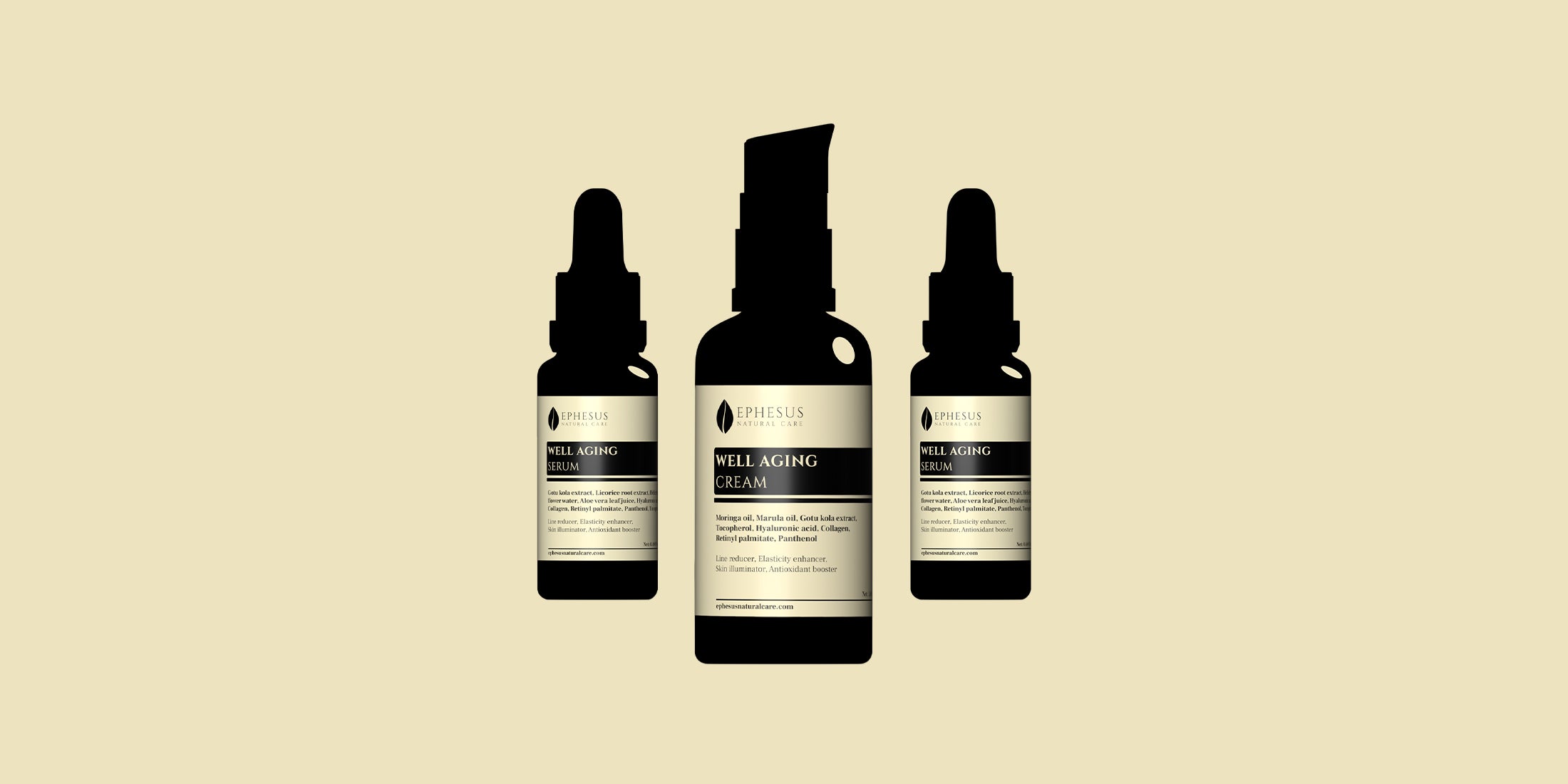 yaşlanma karşıtı, kırışıklık giderici, göz altı torbası ve göz altı şişliği giderici Well Aging serisi, ephesus natural care